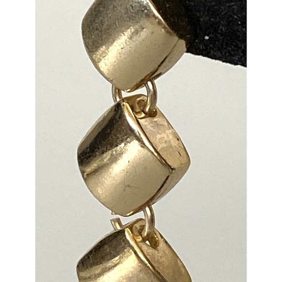 MONET Earrings 90”s Dangles Drops Gold Tone Geometric Signed - Picture 10 of 10